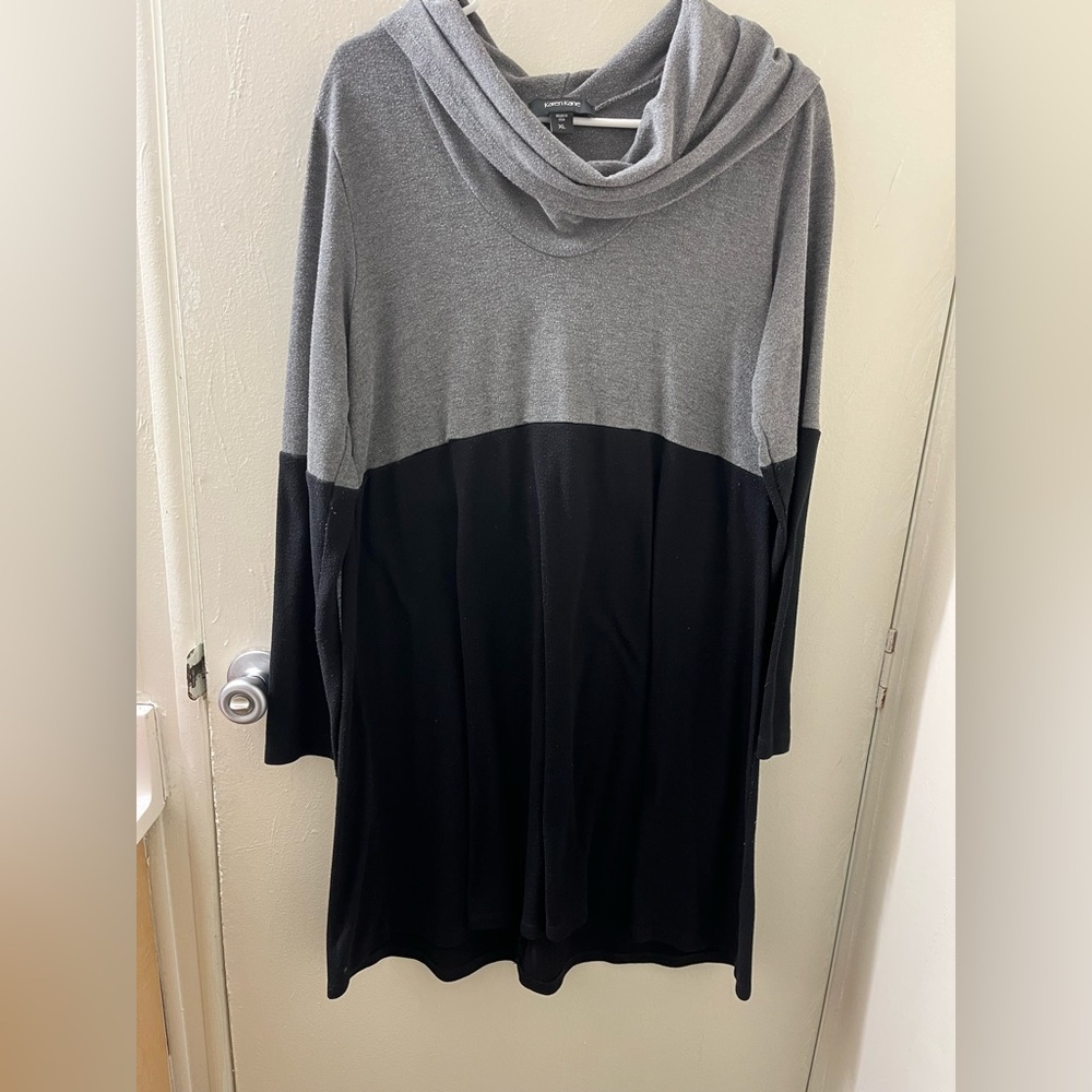 Karen Kane cowl neck dress in black and gray - Picture 2 of 4